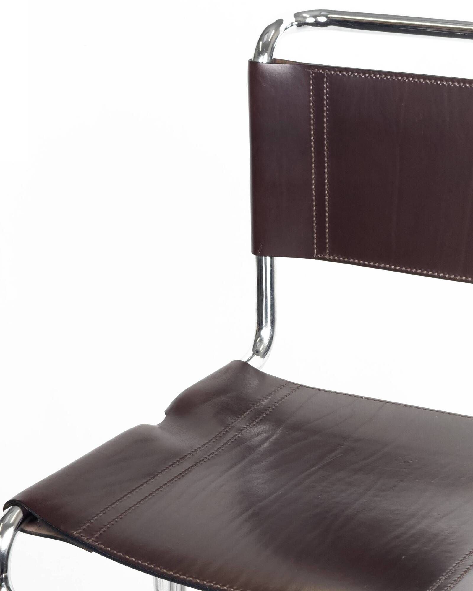 Set of 6 Linea Veam Modernist Leather and Chrome Bar Stools, 1960s