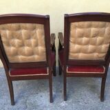 Pair of 19th-century mahogany armchairs - purple fabric