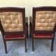 Paire de fauteuils XIXe en acajou - tissu pourpre