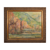 Impressionist seascape with cliffs - oil on canvas