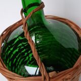 Demijohn green and wicker