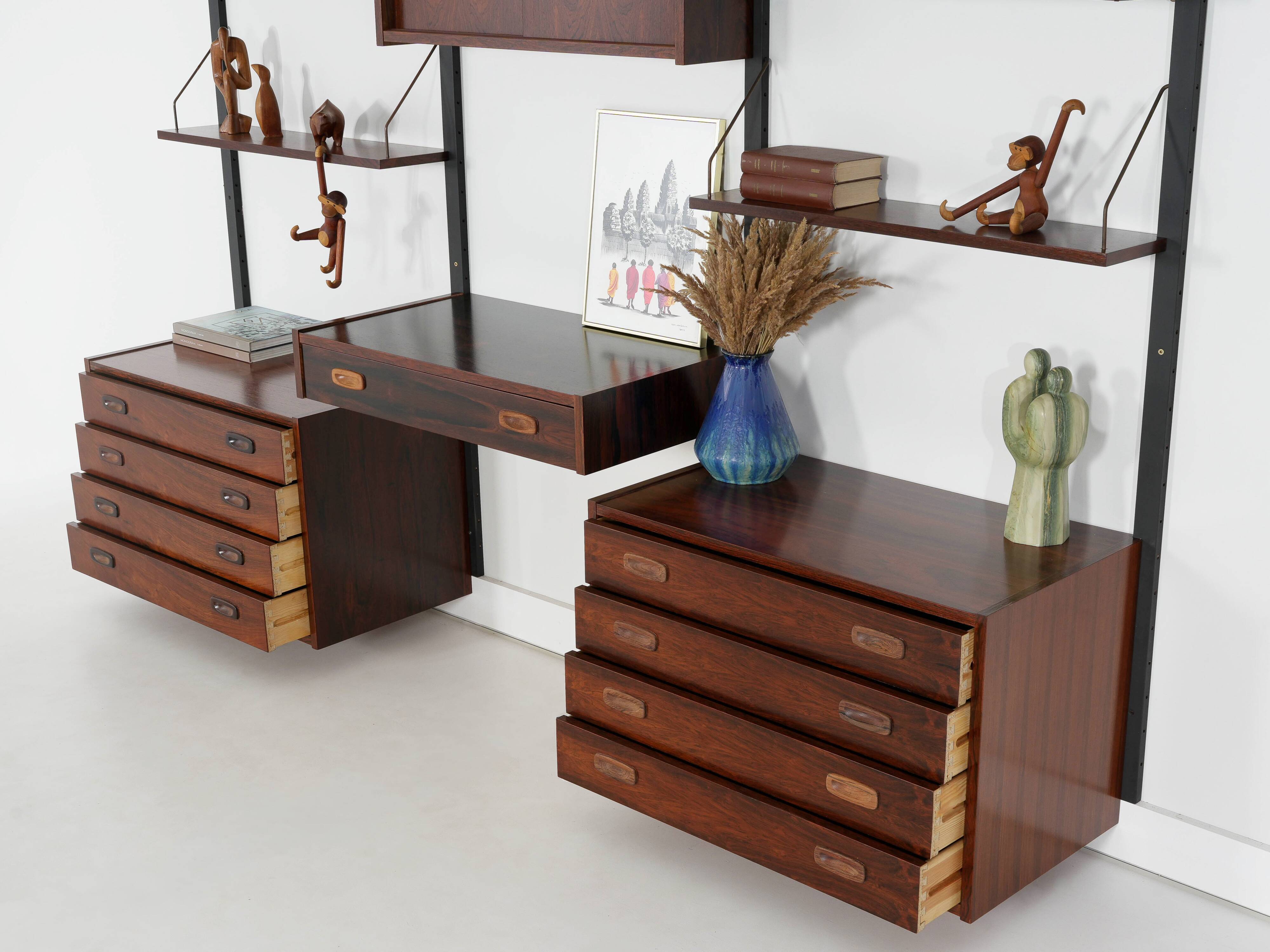 PS System Modular Shelving, Rosewood Veneer, Danish, 1960s
