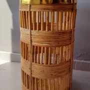 Brass and rattan umbrella stand 1970
