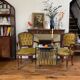 Cabriolets or Bergère armchairs Louis XV style in light green upholstered velvet