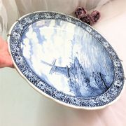 Hollow dish and wall hanger earthenware M.R.L Boch Delft's 39.5 cm