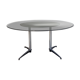 Vtg Mid Century 4 - 6 Seat Glass Aluminium Pedestal Dining Table Retro 60s 70s