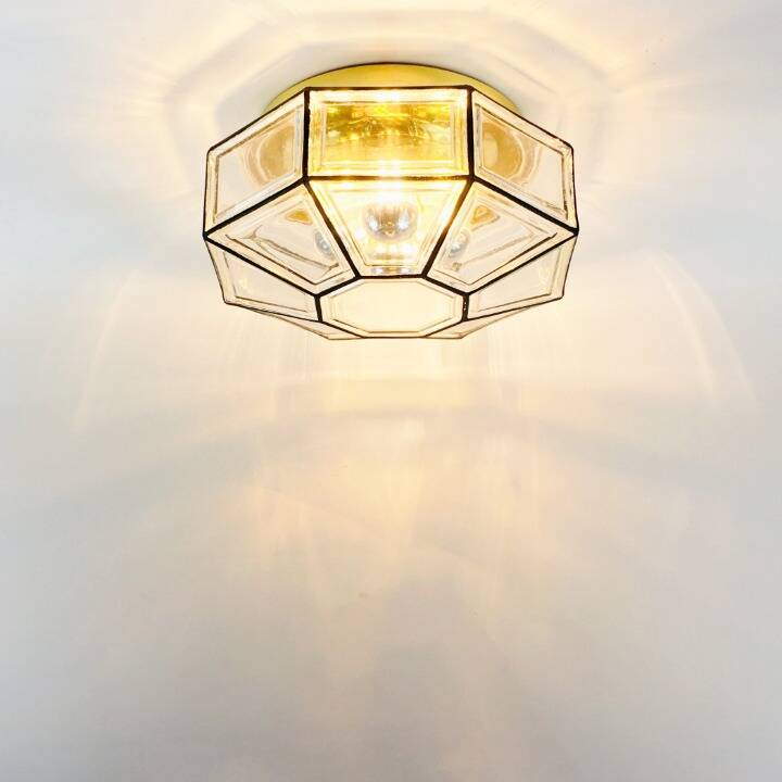 Large Mid-Century Glass Ceiling Light/Flush Mount from Limburg, Germany, 1960s