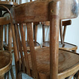 Lot of 7 patinated bistro chairs