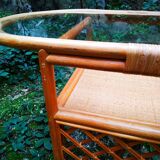 Table en verre et rotin