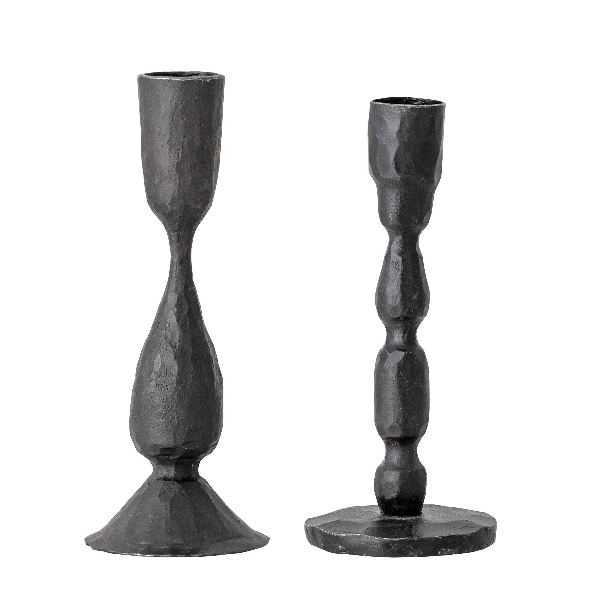 Black metal candlesticks poured out of iron