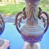 Cassolettes pair of vases candle holder regule bronze marble pendulum trim nineteenth n°1