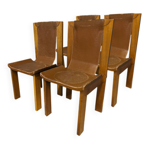 Série de 4 chaises en orme et