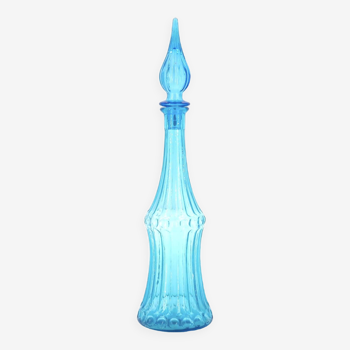 Blue glass carafe bottle Empoli, Italy