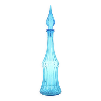 Blue glass carafe bottle Empoli, Italy
