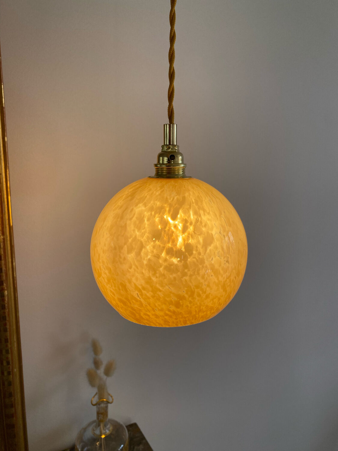 Walker with vintage pink clichy glass globe