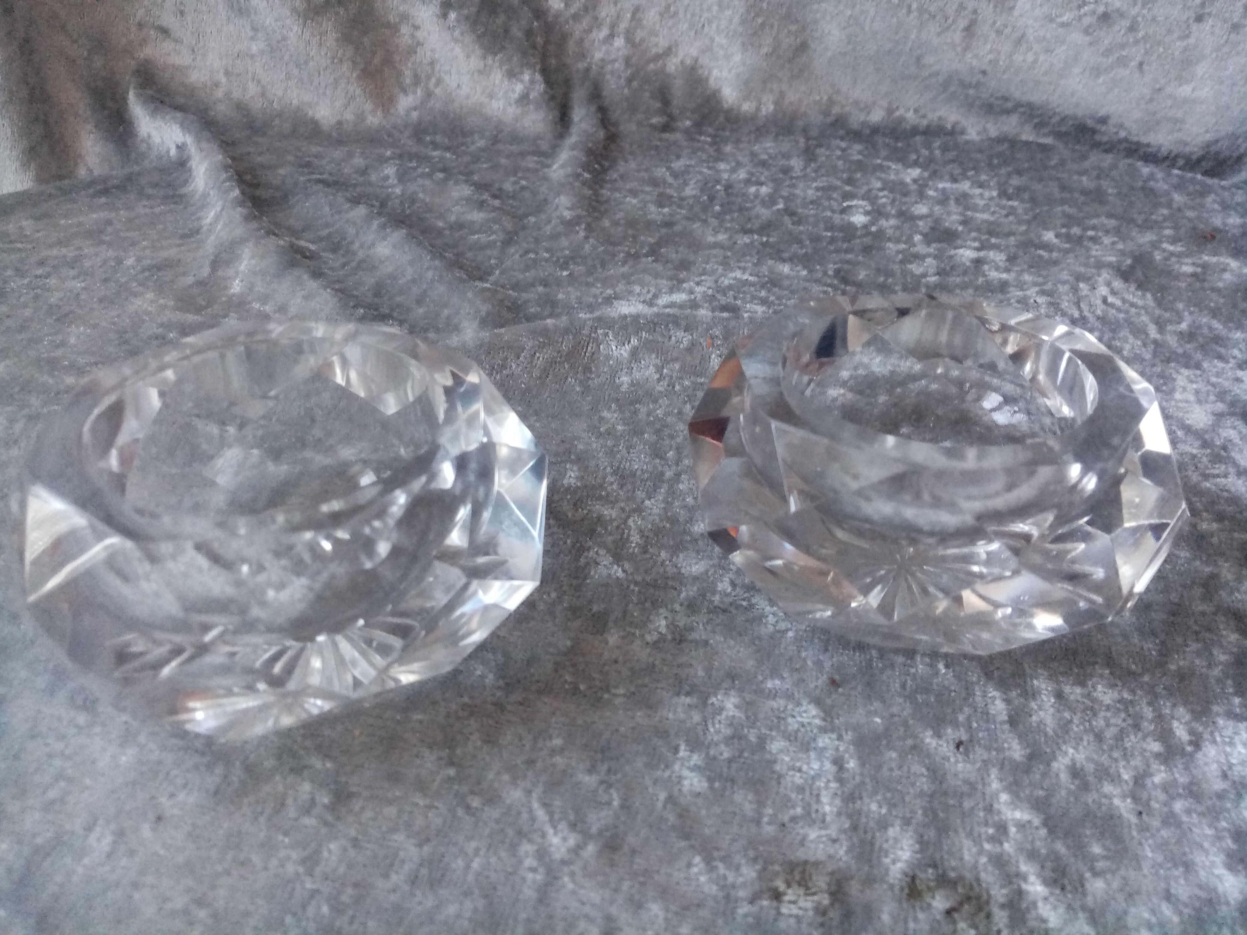 Pair of crystal salerons size 19th sign baccarat