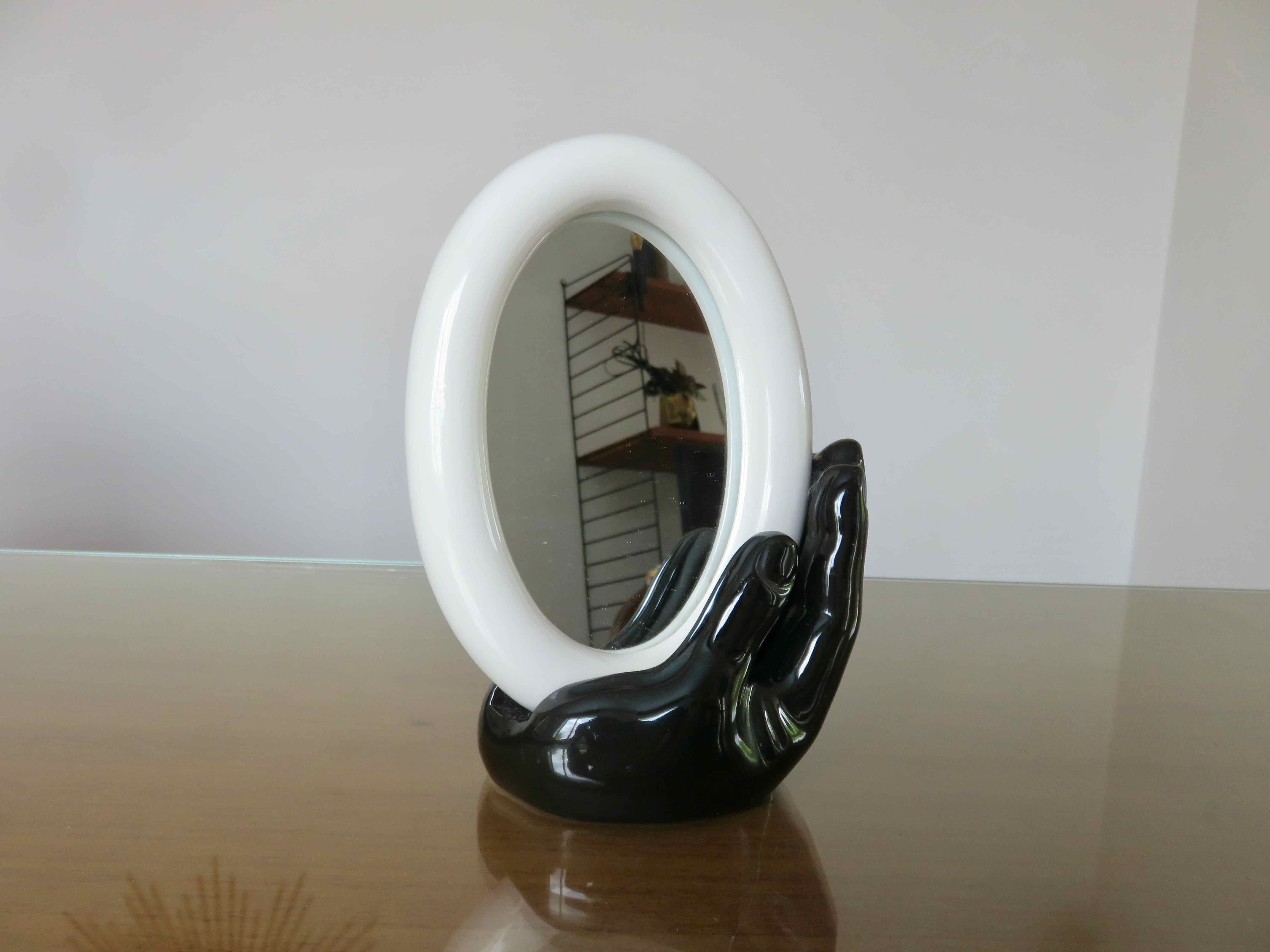 Ceramic mirror "hand holding mirror" 1980