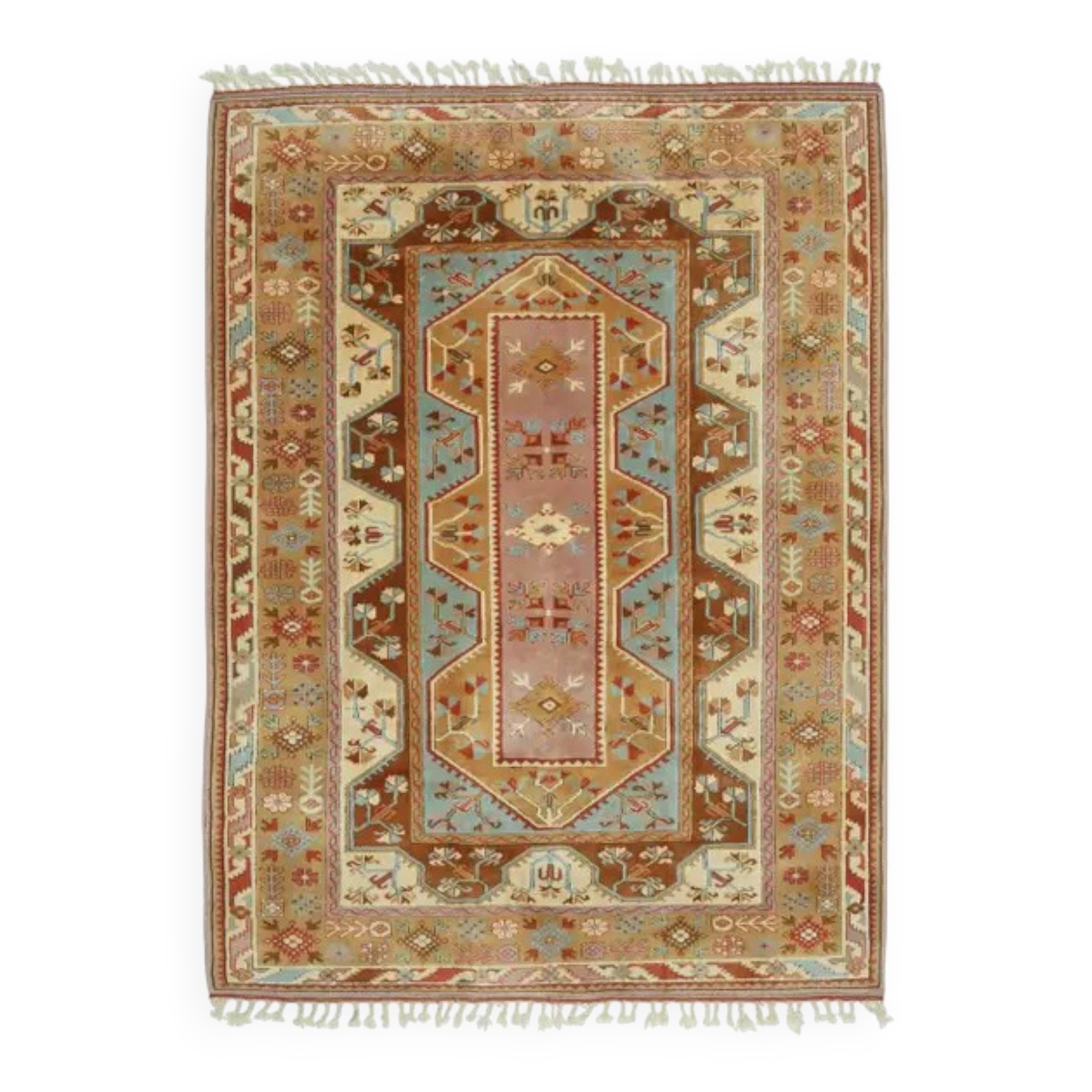 Vintage Turkish Oushak handmade wool cotton orange area rug 201x281