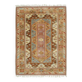 Tapis vintage turc Oushak fait à la main en laine et coton orange 201x281