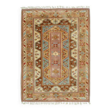 Tapis vintage turc Oushak fait à la main en laine et coton orange 201x281