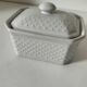 Small white porcelain terrine Geneviève Lethu – graphic relief