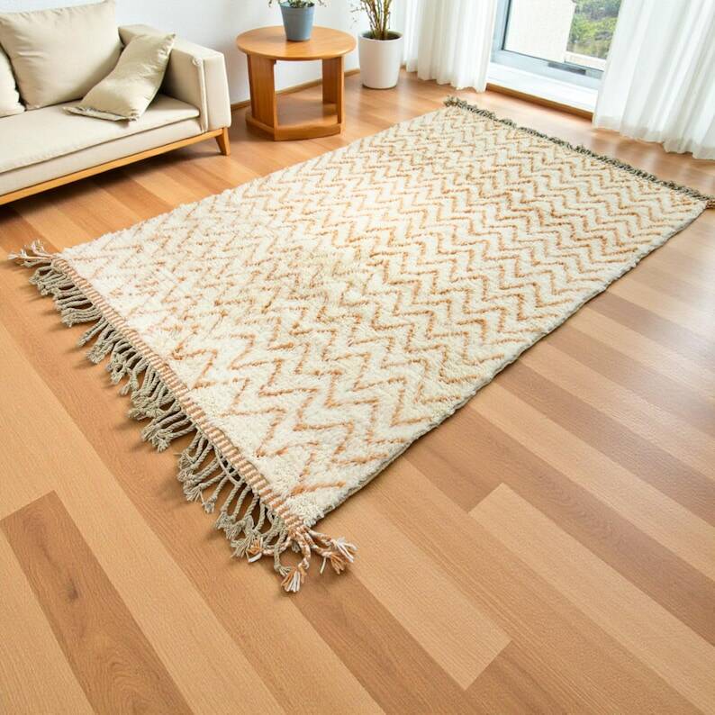 Tapis bérbere écru à motifs géométriques 250cmx150cm