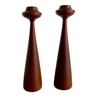 Danish teak candlesticks- Set of 2,  1960s