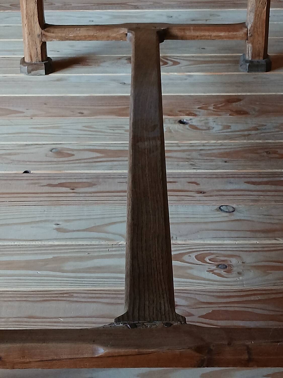 Elm farmhouse table with extensions for 6 to 10 people.