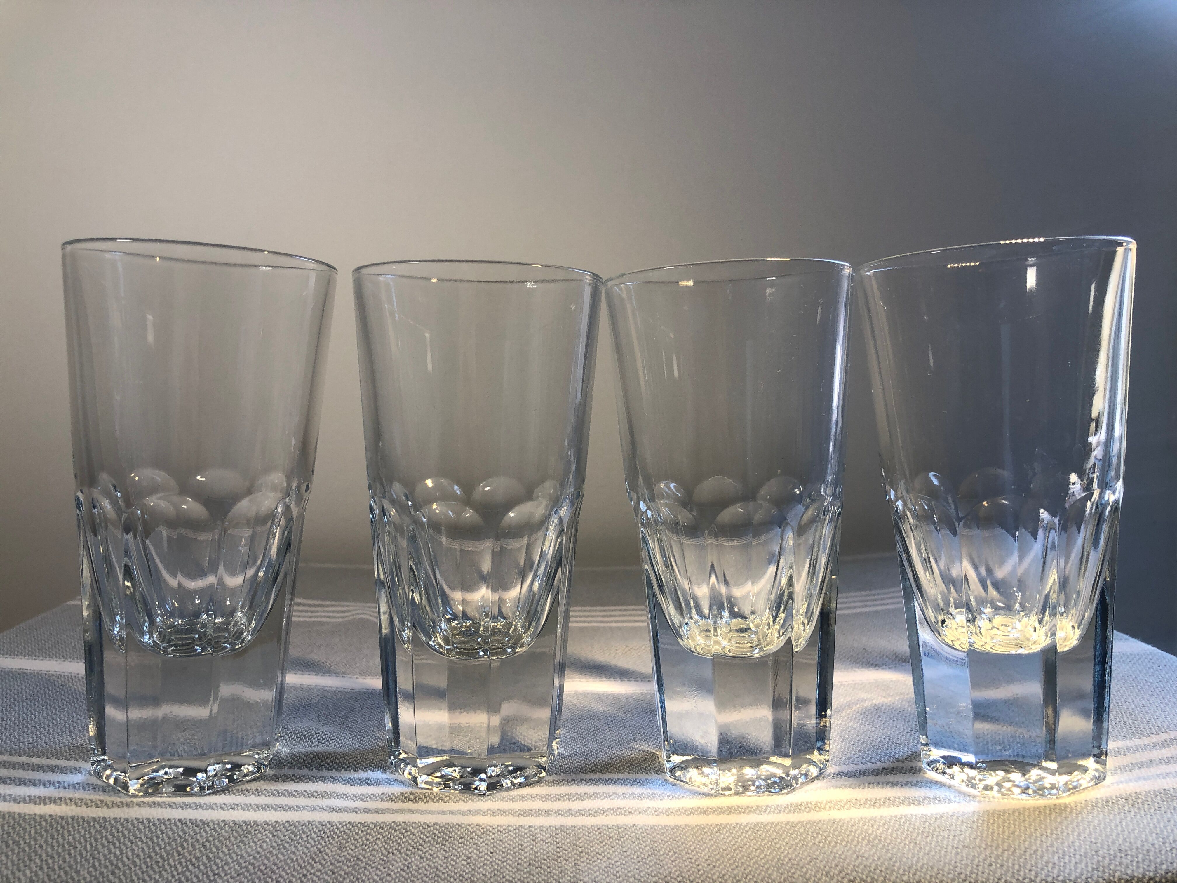 4 vintage cut glass aperitif glasses