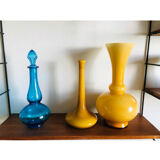 Vintage glass decanter space age turquoise