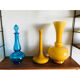 Carafe en verre vintage space age turquoise