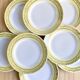 8 vintage yellow dessert plates