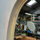 Vintage Oval Mirror with Lighting in Wooden Frame, Hillebrand Germany 1970s