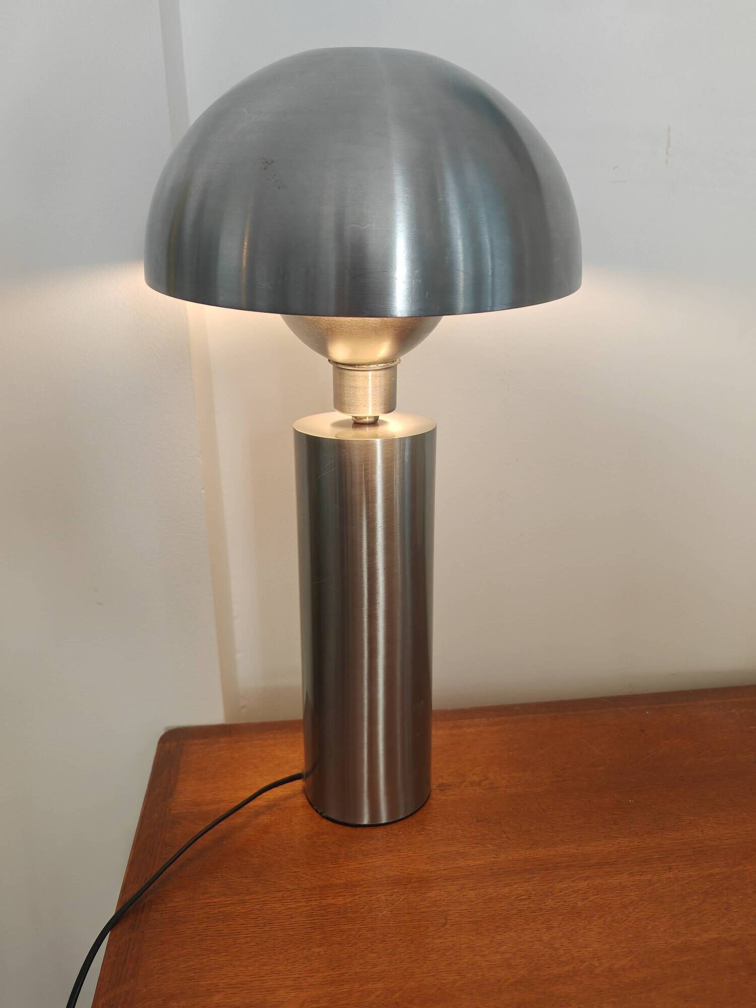 Large brushed metal mushroom lamp - Swedish Design / Upcycling