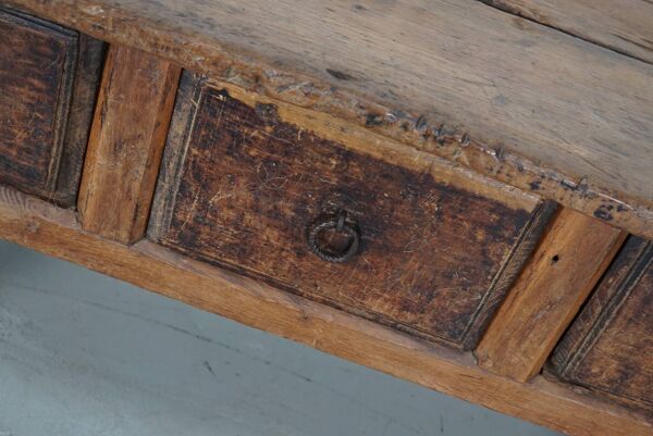 Table d'Appoint / Console Antique de Ferme Rustique Espagnole en Châtaignier, 18ème Siècle