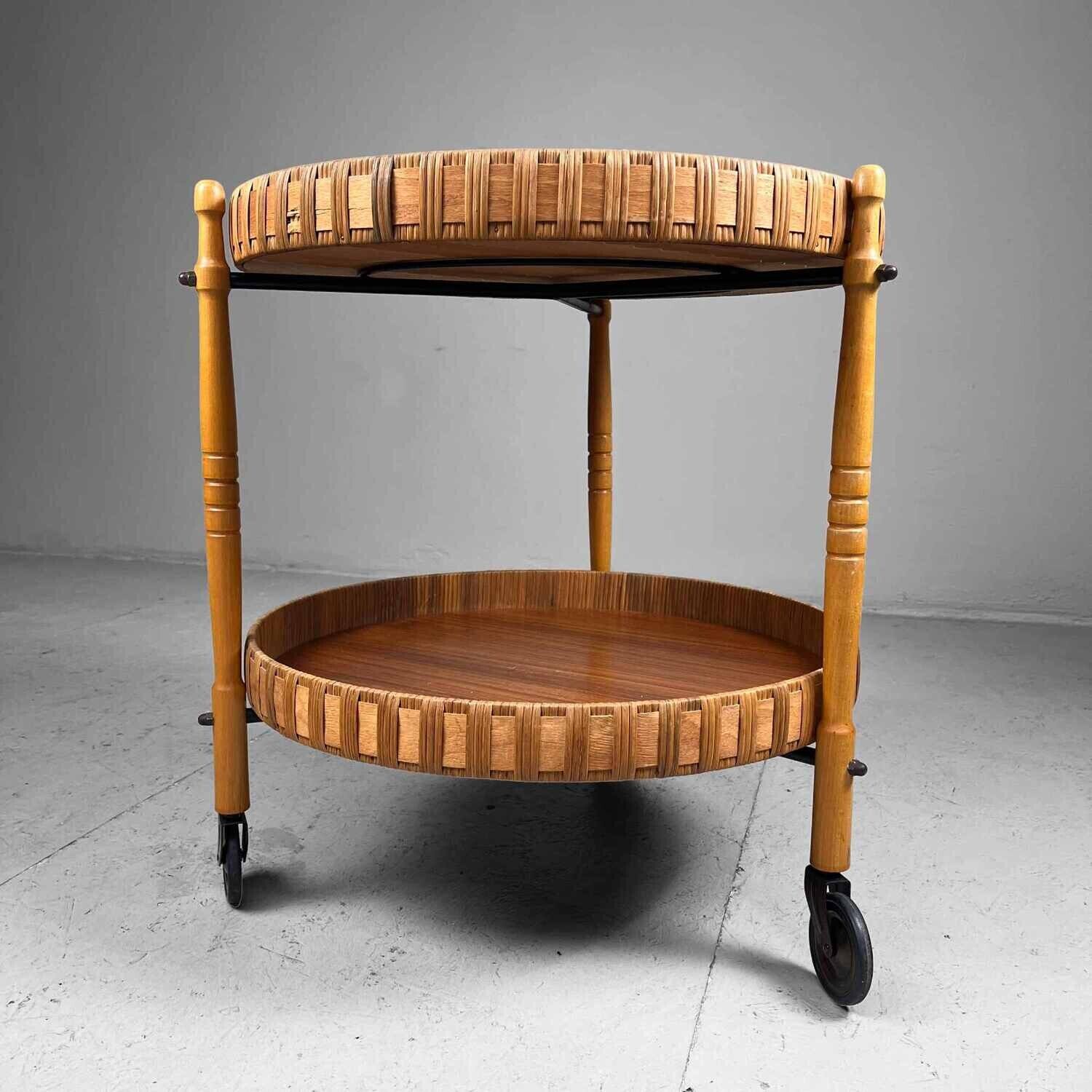 Mid-century wooden bar trolley