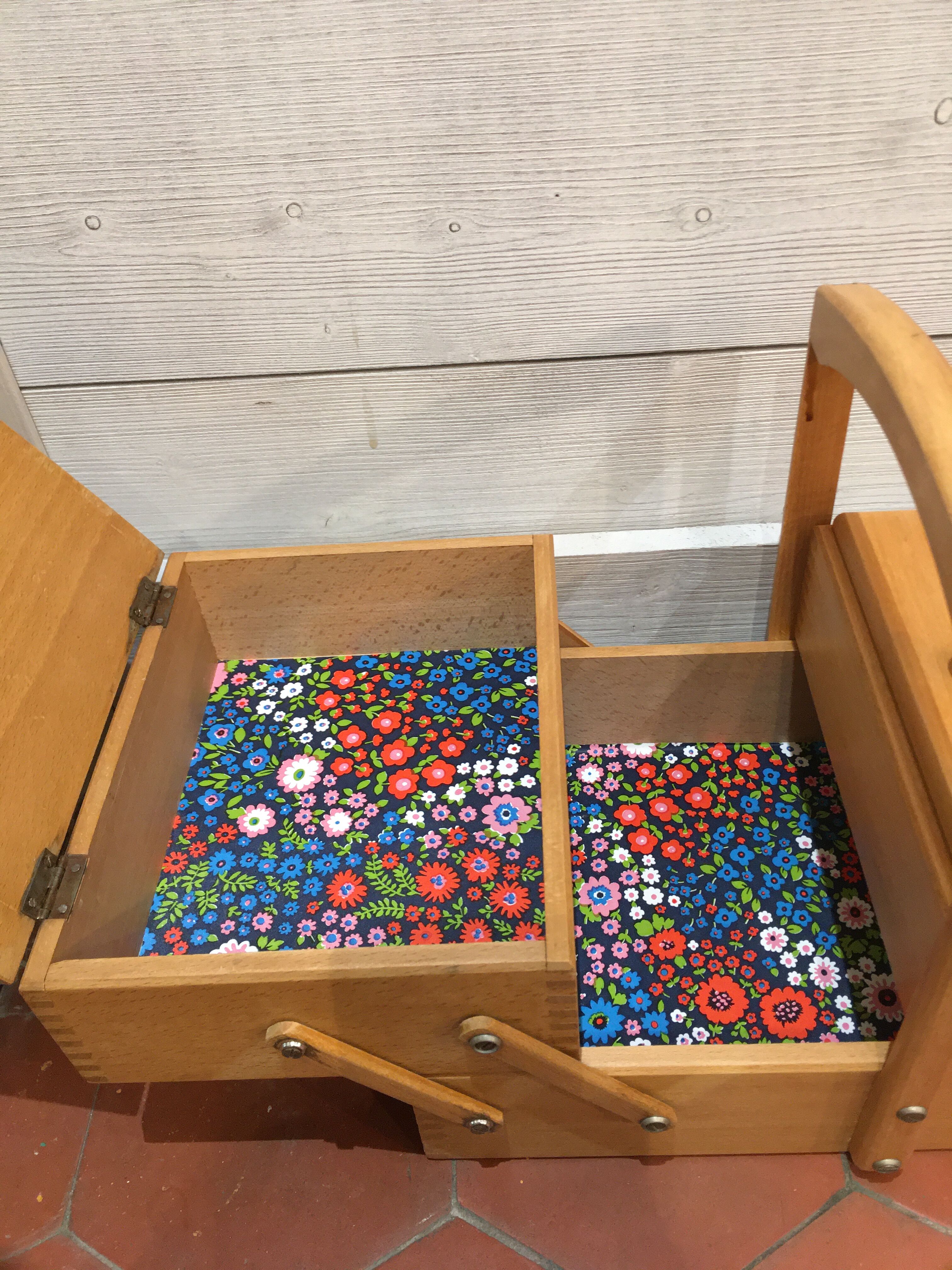 Wooden sewing basket