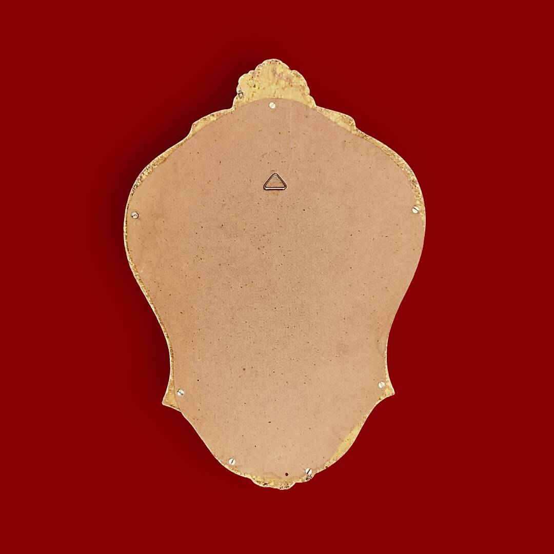 Small vintage rockery wall mirror in golden resin