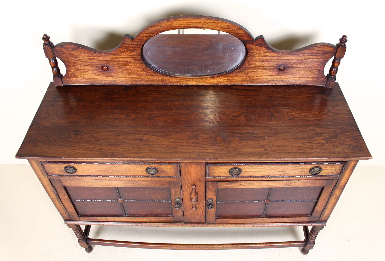 Dressing table in oak carved arts & crafts