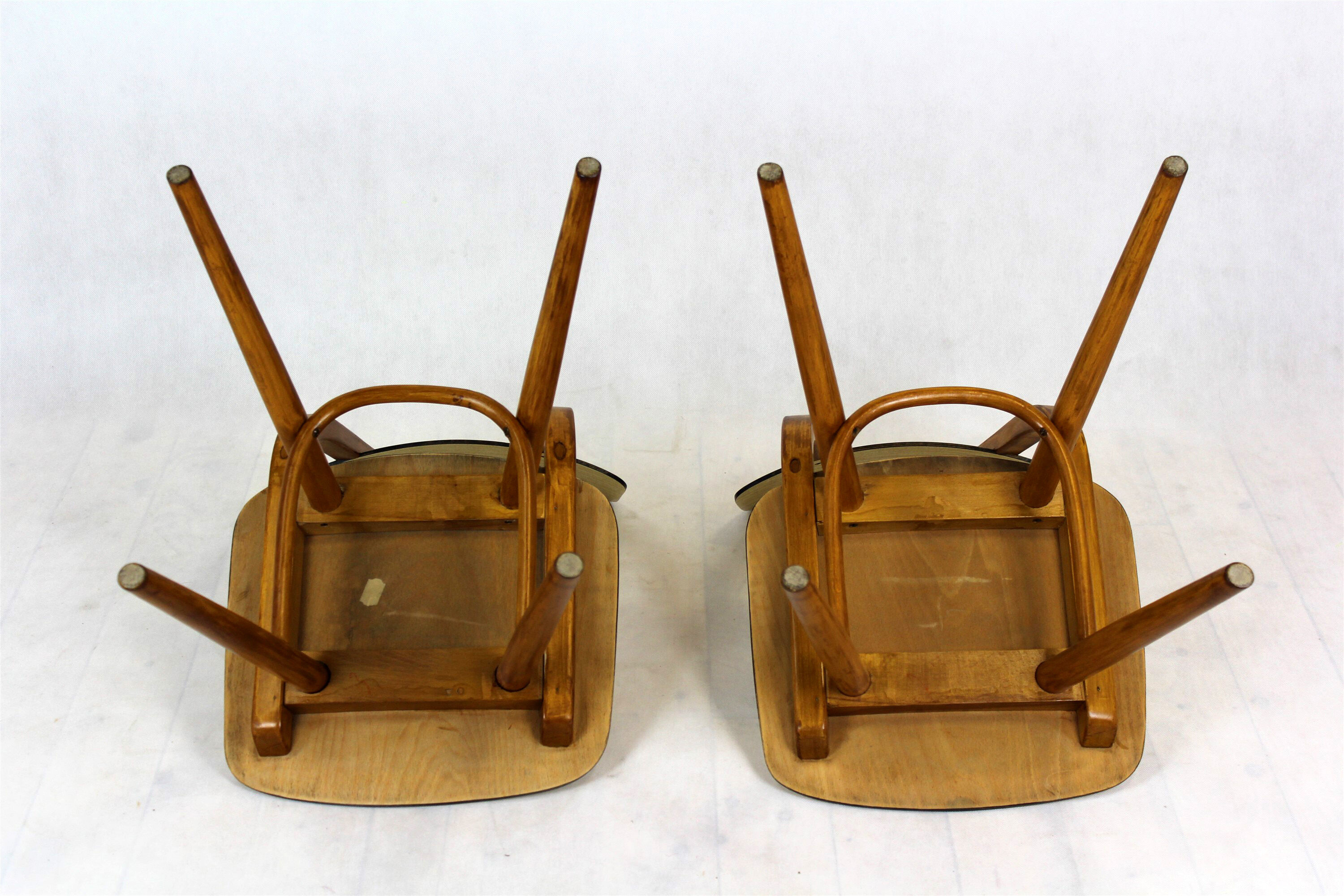 Vintage Formica and Wood Chairs from TON, 1960s, Set of 2