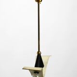 Mid Century brass ceiling lamp with a curved perforated sheet lampshade