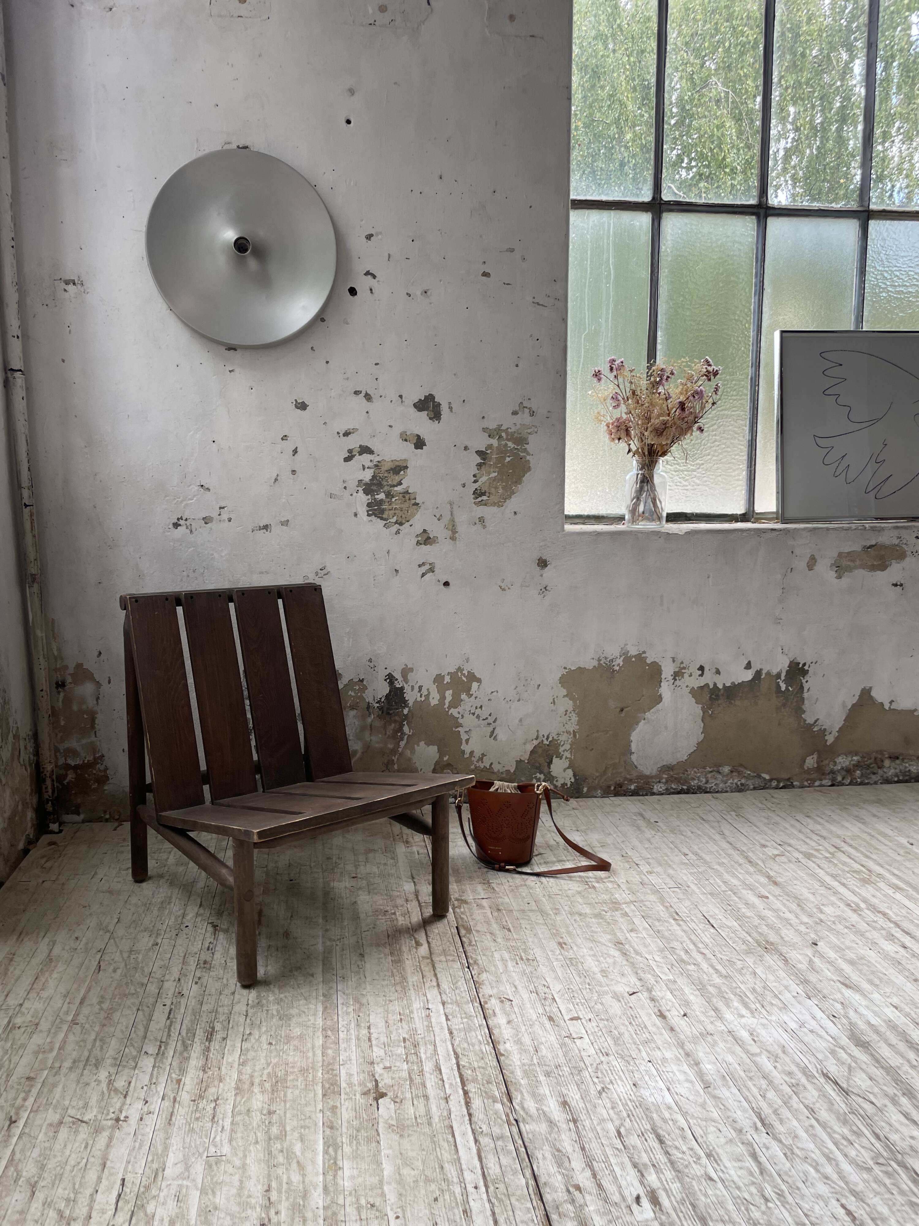Modernist oak armchair
