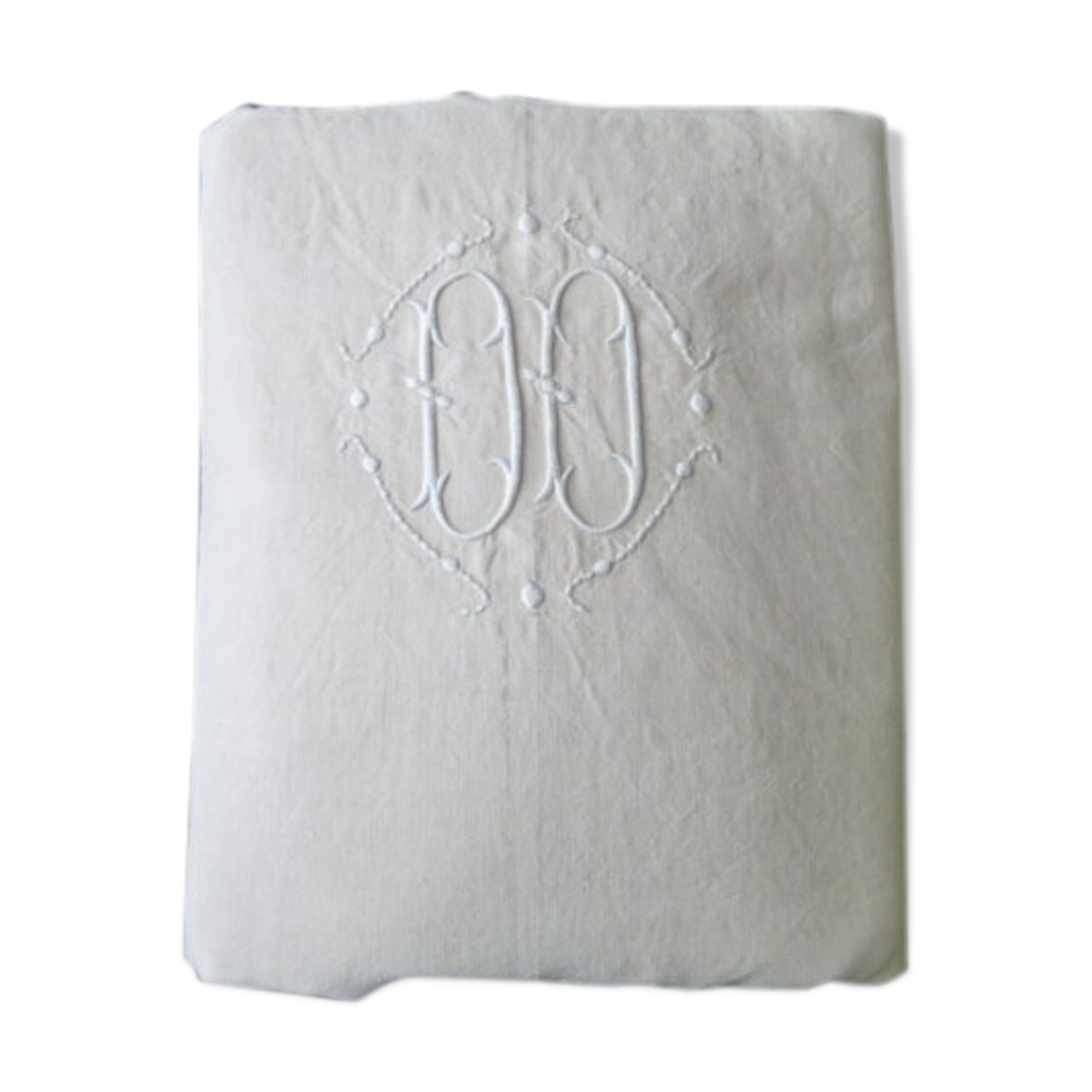 Old sheet in mestizo bis monogrammed DD with days