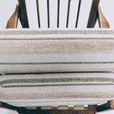 Scandinavian armchair natural linen beige striped fabric 1965