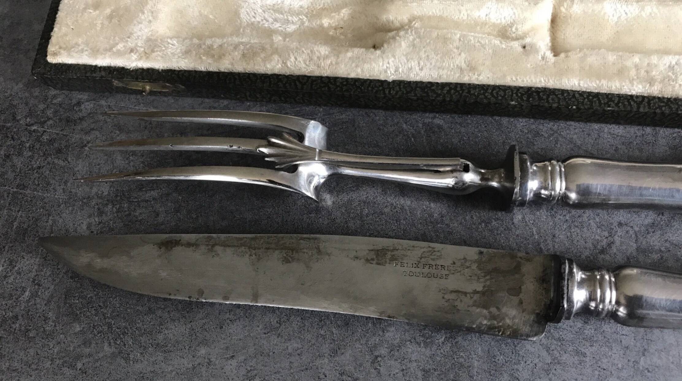 Carving cutlery set for leg of lamb, félix frères silverware