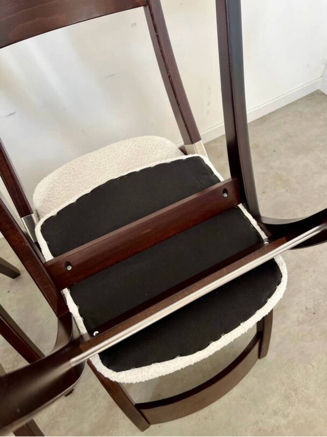 Set of 4 vintage 70s Italian design wooden and terry chairs