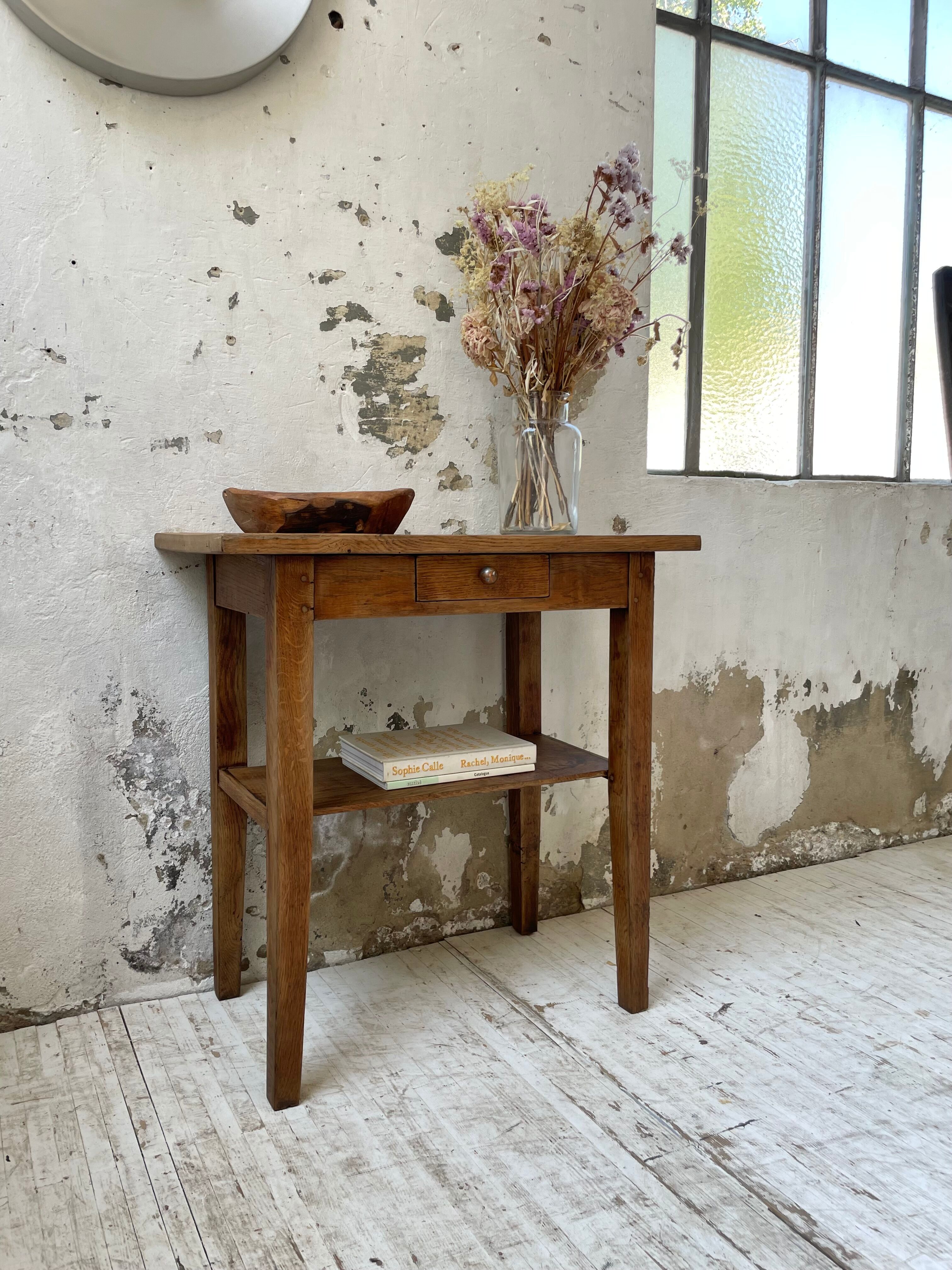 Oak console side table