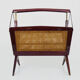 Magazine holders, italy, 1950s. walnut, canage, brass