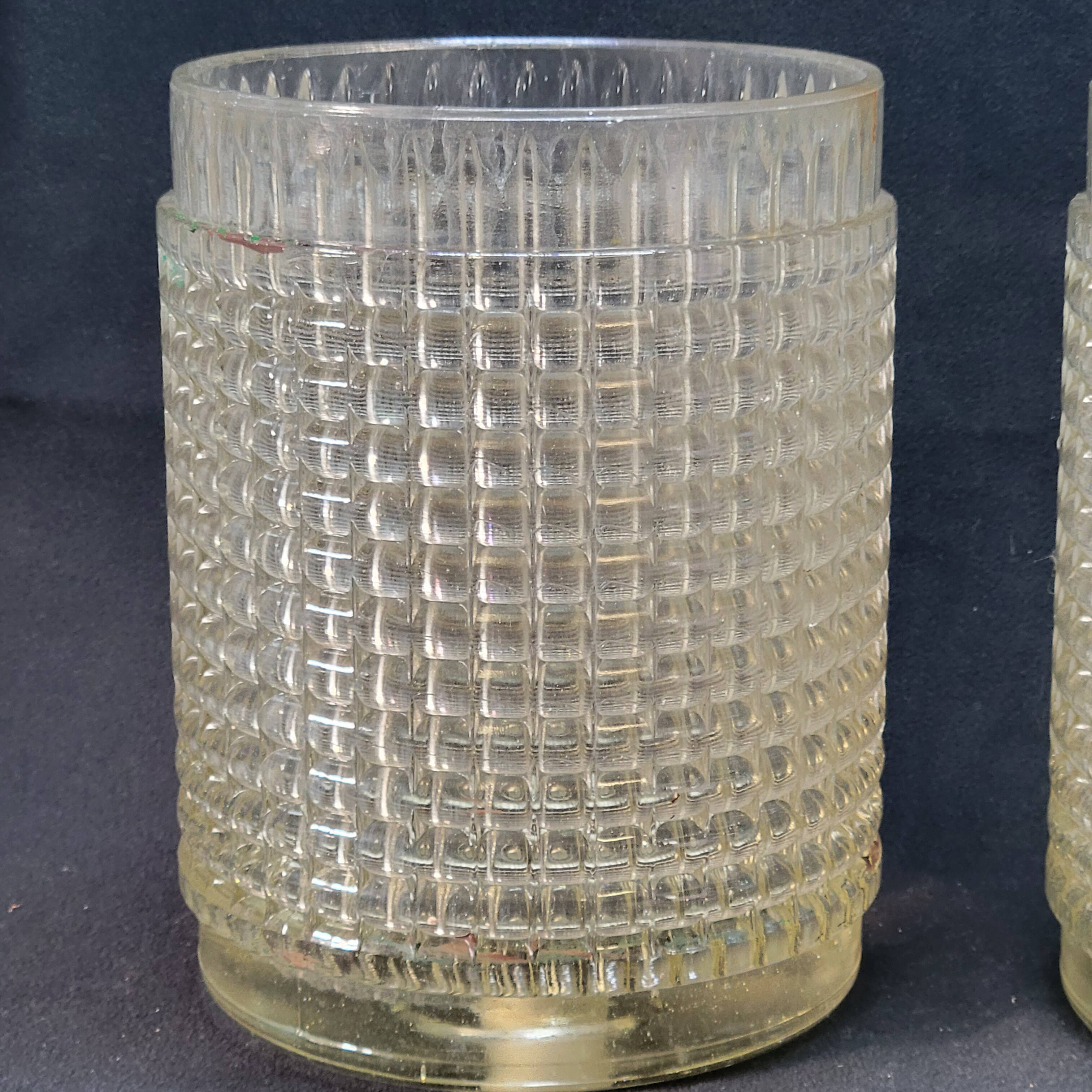 Pair of globe lampshades for wall lamp or lighting lamp in molded pressed glass