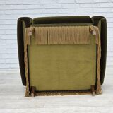 1970s, Danish lounge chair, high, furniture velour, ash wood legs.